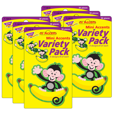 TREND ENTERPRISES Monkeys and Bananas Mini Accents Variety Pack, 36 Pieces, PK6 T10818